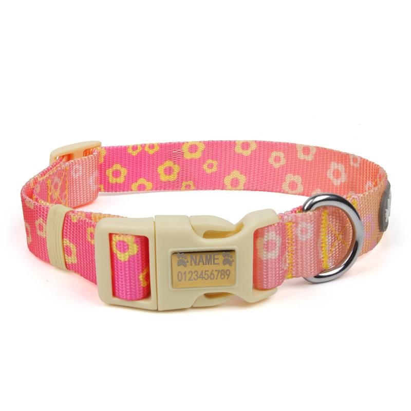 

New dog collar dopamine contrasting color pet neck ring printing medium and large dog reflective anti-lost collar S