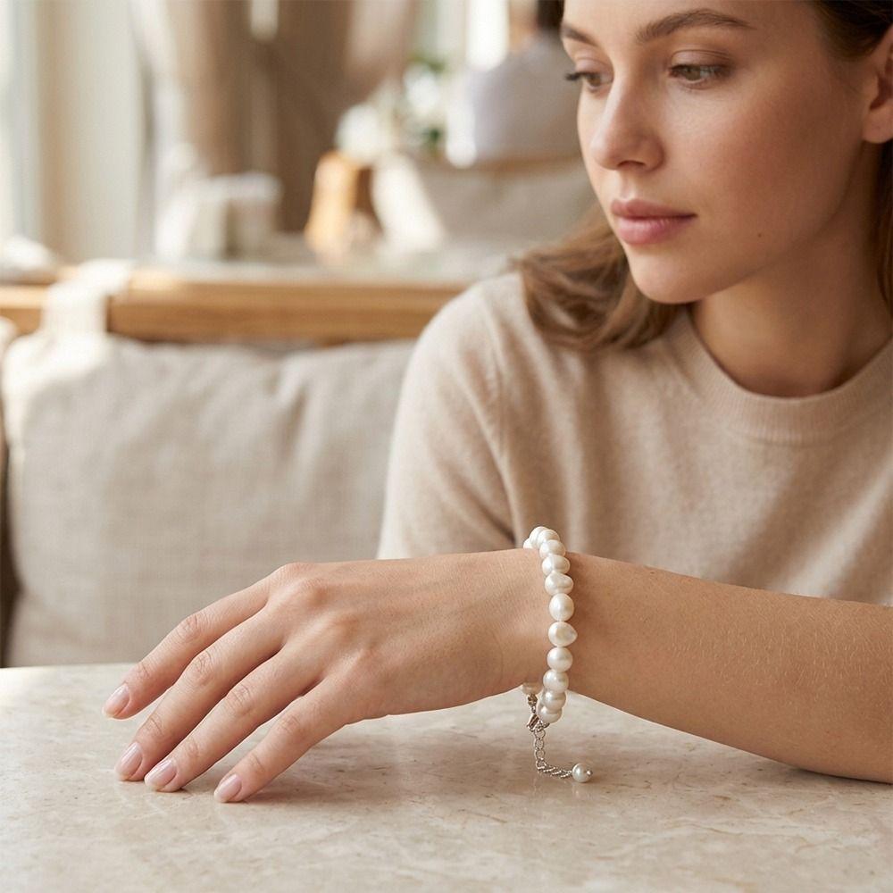 Baroque Pearls Freshwater Pearl Bracelets Adjustable Chain Beaded Strand Bracelets Women