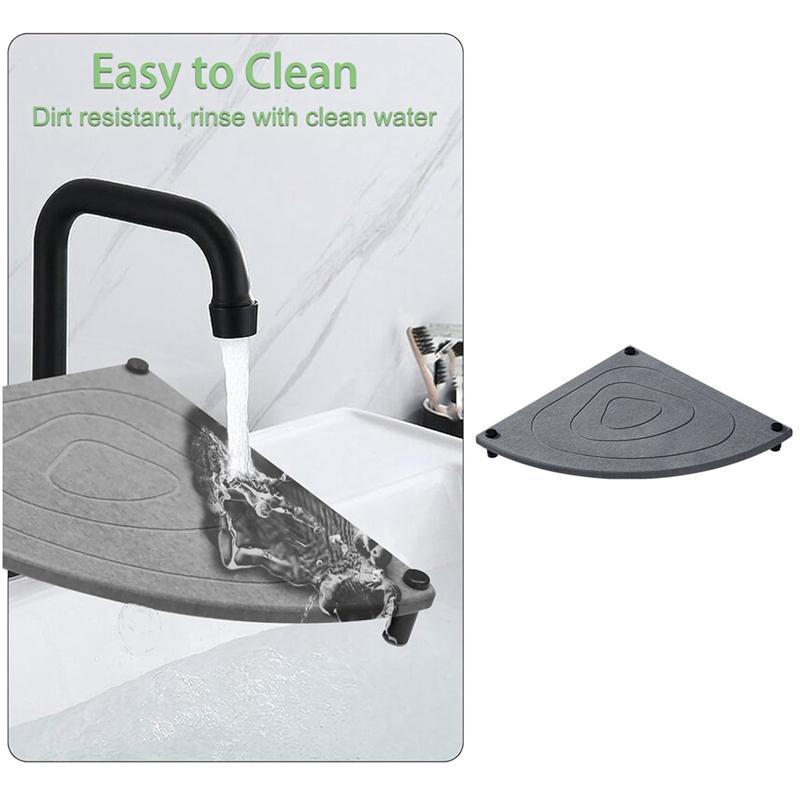 A20F-Instant Dry Kitchen Sink Organizer Diatomite Stone Tray Absorbent Mat For Soap Holder Sponge And Toothbrush Cup Coasters