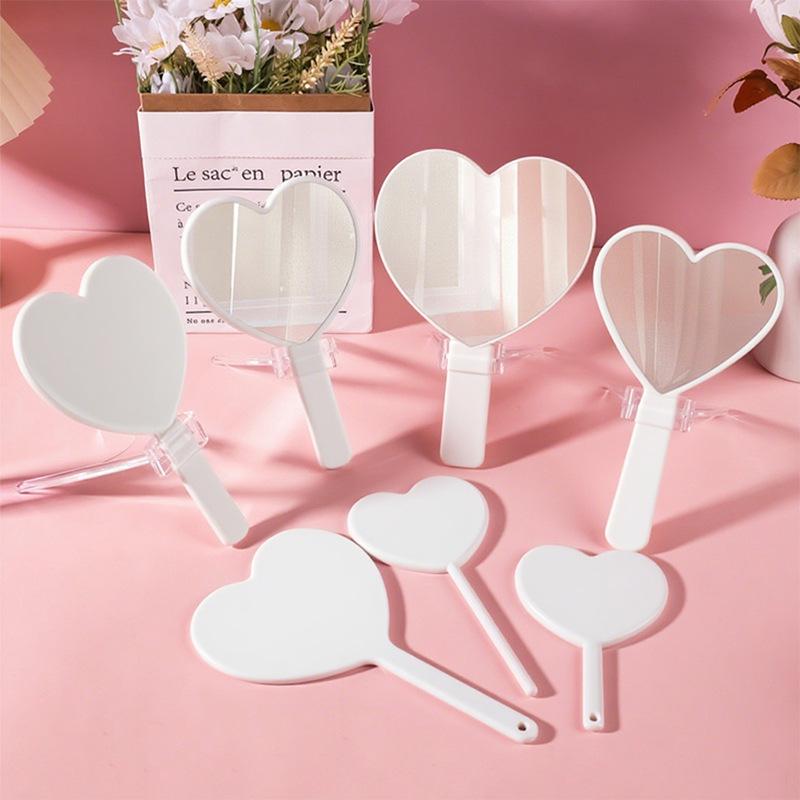 Heart-Shaped Portable Makeup Mirror - Women s Customizable Handheld Gift Mini Heart Mirror (12x8cm) белый