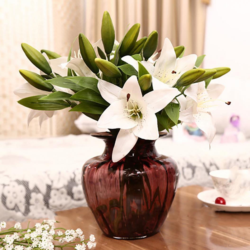 

3 головы искусственные поддельные цветы букет домашний сад вечерние свадебные декорации белый