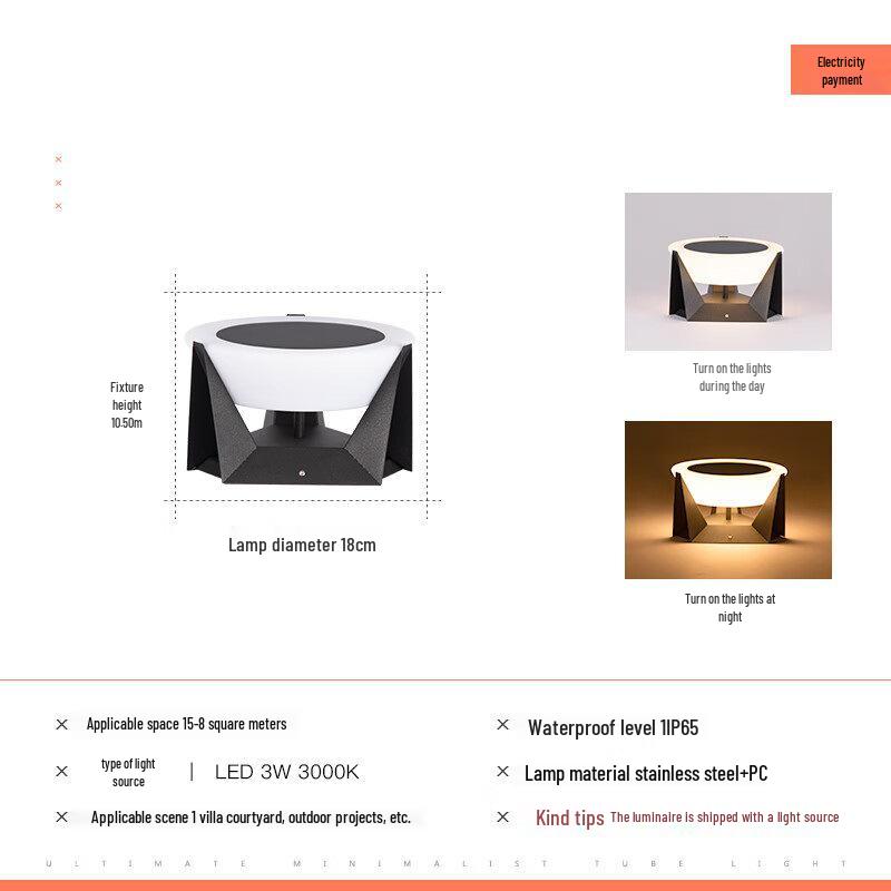 Waterproof Outdoor Solar Pillar Light for Walls, Gates, and Courtyards