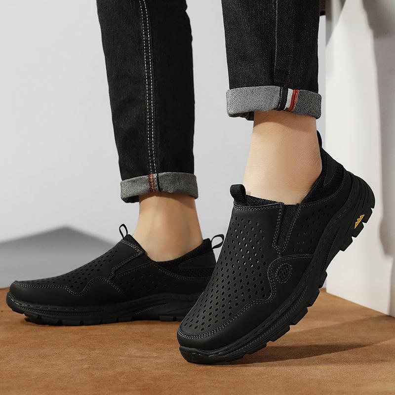 High Quality Men Leather Shoes Summer Handmade Man Casual Shoes Breathable Slip on Mens Business Shoes Lightweight Driving Shoes