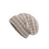 Color-blocked Striped Woolen Hat for Women, Autumn and Winter, Japanese Style, Loose, Warm, Ear-protecting, Slouchy Knit Hat for Large Head