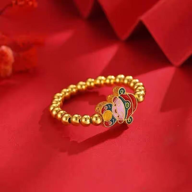 Charming Little Wealth-Attracting Ring: Cute Chinese-Style Elastic Finger Ring