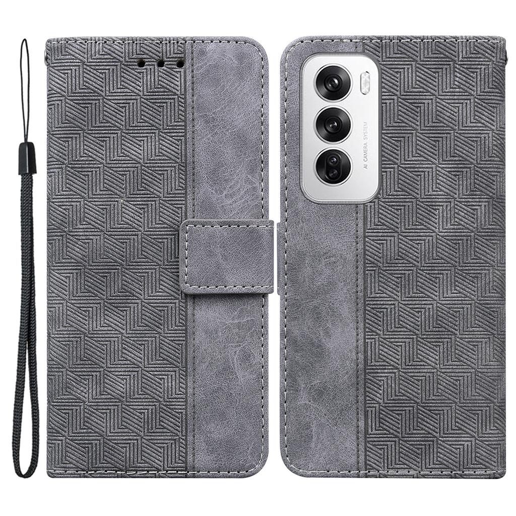 For Oppo Reno12 5G (Global) Wallet Phone Case Geometry Pattern Leather Flip Cover