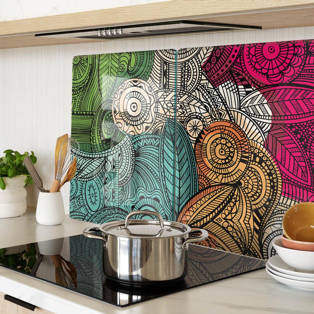 Stylish and Durable Glass Boards with Abstract Feathers Print 2x40x52 cm