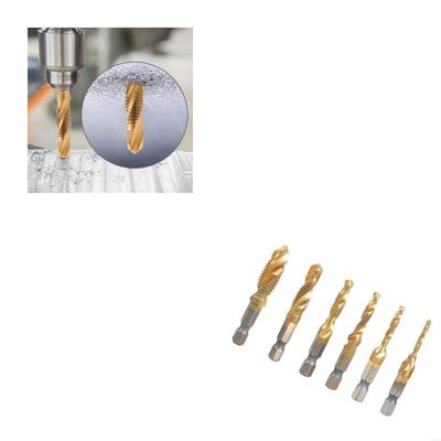 6Pcs High Speed Steel Composite Tap Drill and Tap Drill Bit Integrated Machine HX6C