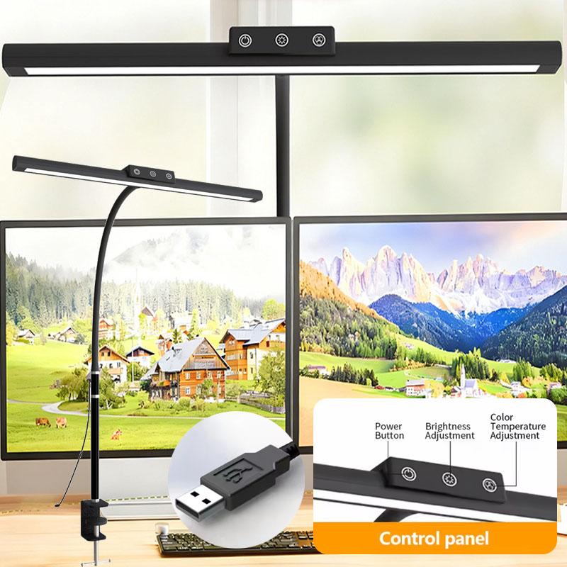 Dimmable LED Desk Smart Lamp for Home Office with Flexible Gooseneck Clip-on Table Light for Reading Workbench Drafting Nail