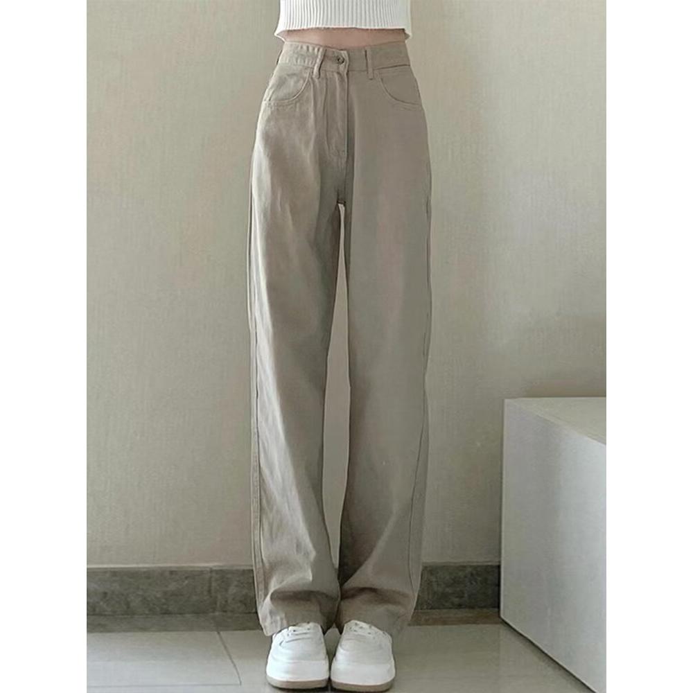 Damen Jeans Hohe Taille Vintage Gerade Baggy Denim Hose Streetwear Amerikanischer Stil Mode Lässig Weites Bein Denim Hose