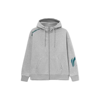 Li-Ning Fitness Séria S Potlačou Písmen Logo Mikina Unisex Vrchné Oblečenie Sivá AWDT585-2