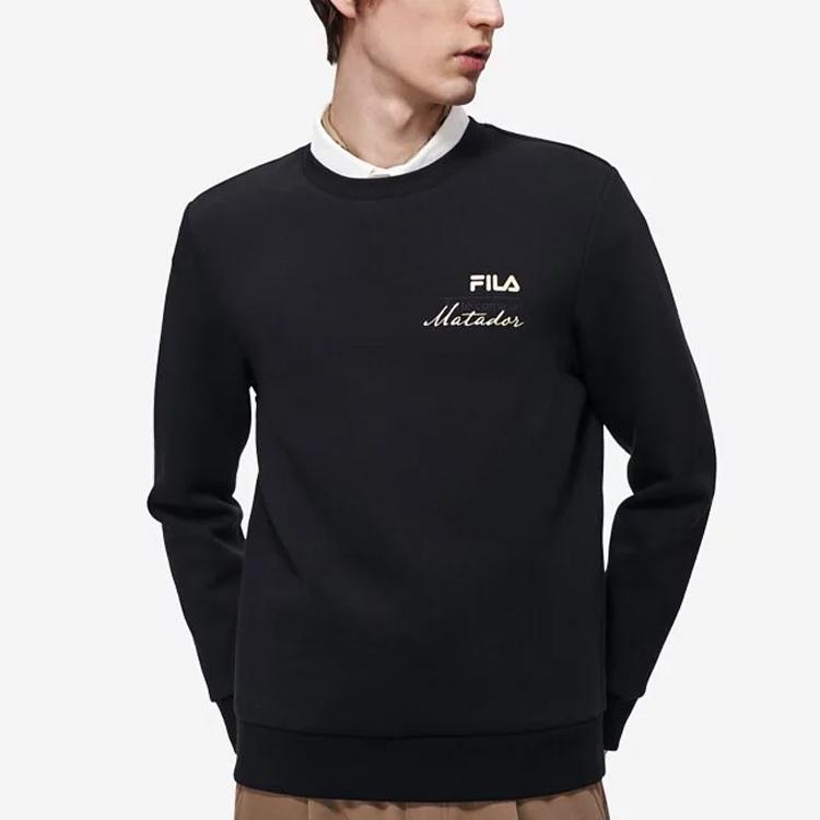 Fila Heritage Series Back Letter Logo Printed Pullover Sweatshirt Men Sweatshirt Black F11M318212F-BK