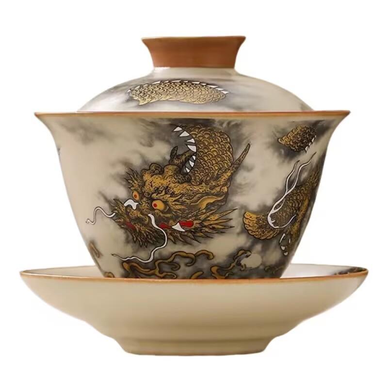 Jinlong Spitting Water Cover Bowl Ceramic Fair Cup Tea Sea Teapot Tea Cup Tea Ceremony Accessories Six Gentlemen Tea Leak Filter Tea Wash