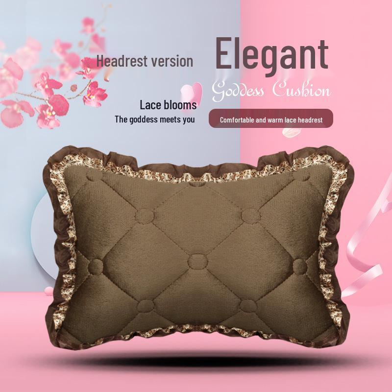 Uniwersalna antypoślizgowa pluszowa poduszka na fotel samochodowy z koronkowym wykończeniem na jesień i zimę