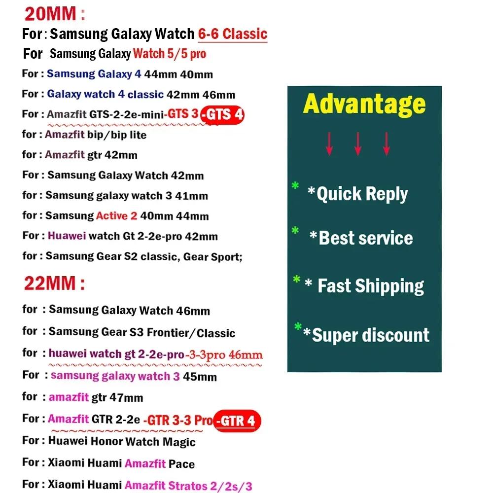 20mm 22mm Straps For Samsung Galaxy Watch 6/5/5 Pro/4 Classic/active 2 Sport Slim Leather Bracelet Huawei Watch GT 4-2-2e-3 Band