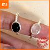 BFCLUB Silver Color Rings for Women Simple Geometric Handmade Irregular Retro Black Stone Ring Allergy For Birthday Party Gift