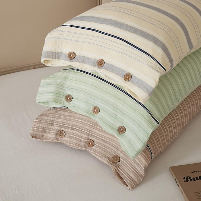Soft Breathable Double Layer Cotton Pillowcase Set 48x74cm Single Bed Japanese Style