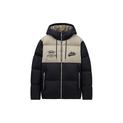 Lifestyle Series Letter Splicing Zipper Hooded Thick Jacket Men Jackets Basic-Black 152348920-4