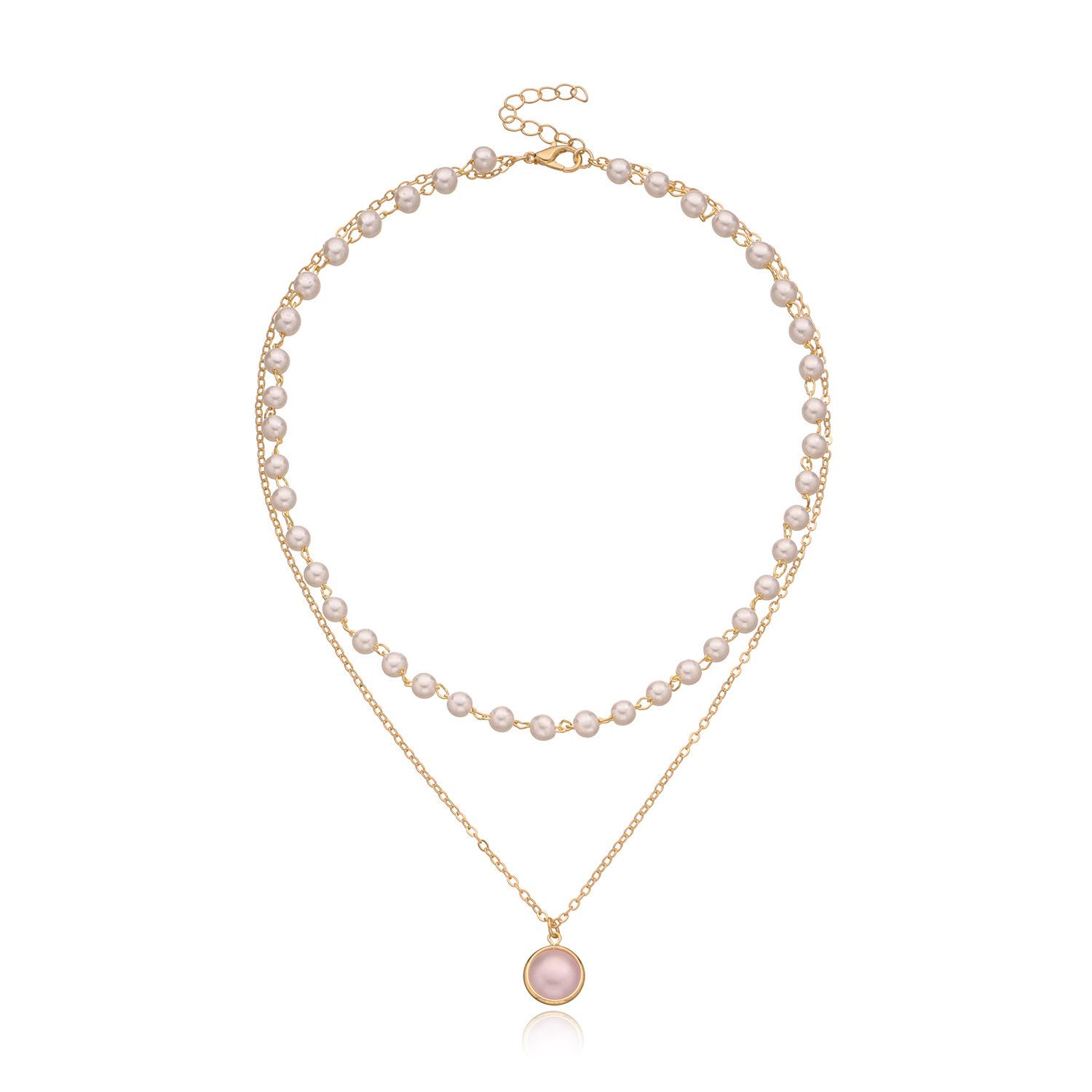 

Accessories, fashionable lock edge pearl pendant, multi-layer necklace, temperament popular personality new items золотой
