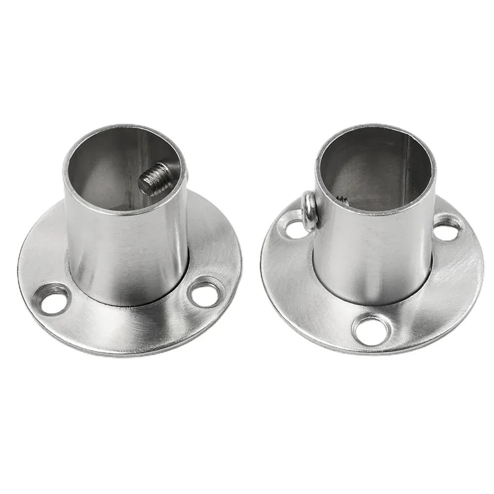 19.5mm Closet Rod Brackets 22.5mm 26mm Closet Clothes Flange High Quality Holder Socket Stainless Steel Bracket
