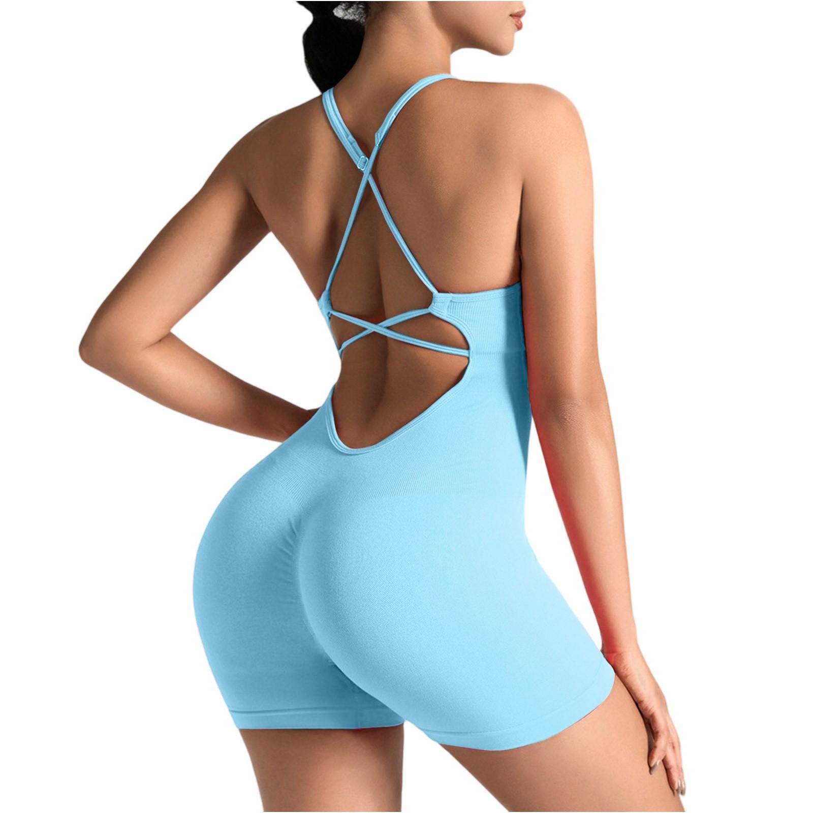 

Women s Fashion Tight Peach Hip Lifting One-piece Yoga Wear Fitness Shaping One-piece Suit небо синє кольору