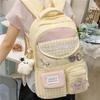 Plaid Backpack Junior High School Student Lightweight Schoolbag Color Block Large Capacity Backpack