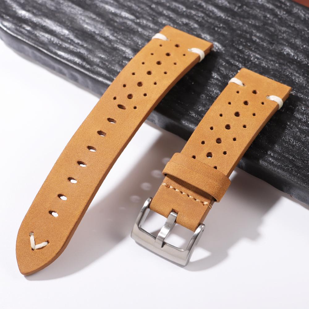 Breathable Cowhide Watch Strap for Omega for Seiko Watch Band 20mm 22mm Oil Wax Leather Wristband Men Women Bracelet Accessories
