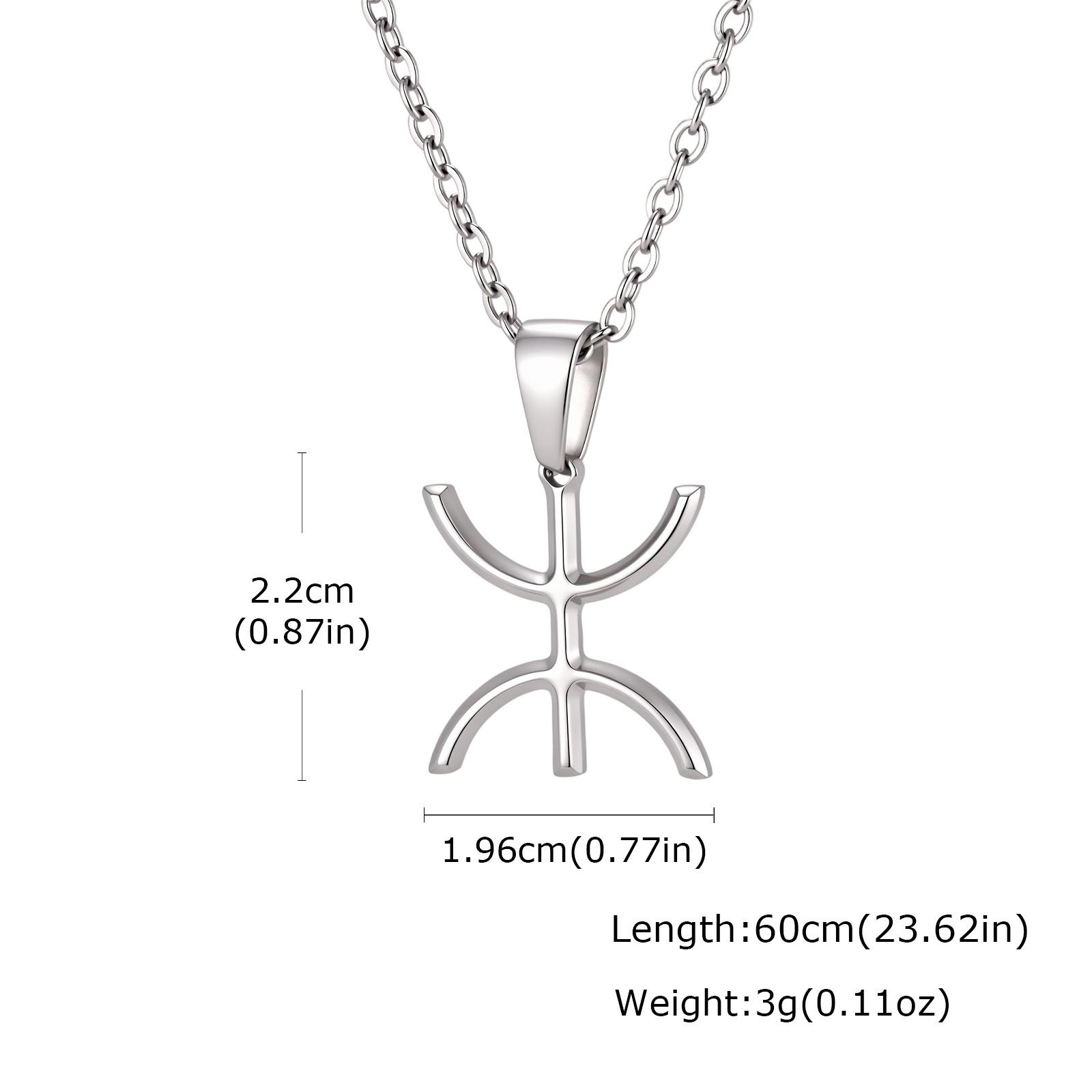 African Berbers Symbol Necklace Bracelet for Men, Berber Kabyle Style Stainless Steel Necklace, Fashion Amazigh Ethnic Jewelry