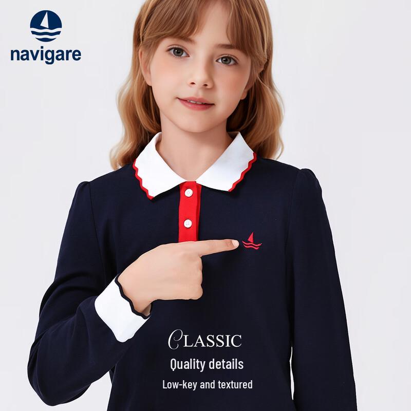Navigare Girls' Long Sleeve Polo T-shirt