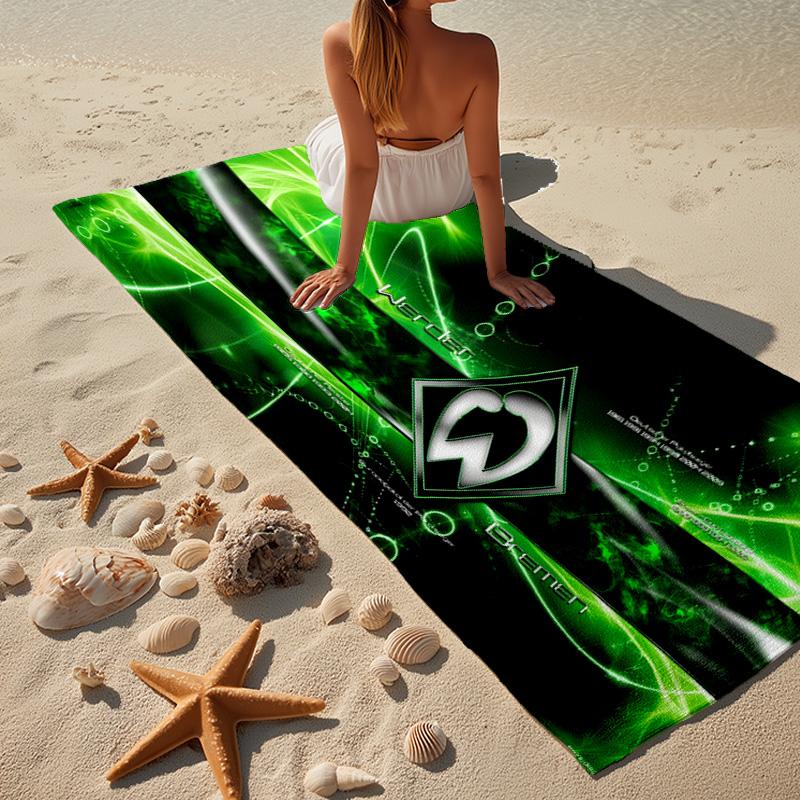 1PC Green Bremen Pattern Beach Towel - Soft, Absorbent Microfiber, Lightweight, Ideal for The Beach, Parties, Travel, Camping fan gifts