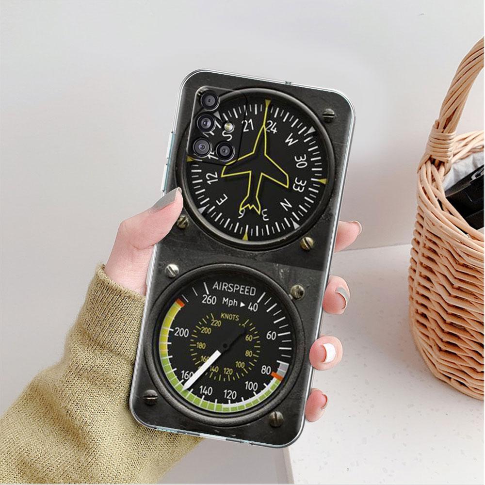 Aviation Aeroplane Helicopter Cockpit Instrument Clear Case For Samsung Galaxy A52 A12 A51 A32 A21s A71 A32 A22 AA50 Phone Cover