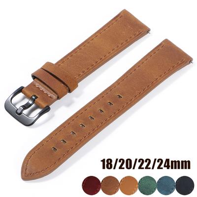 Quick Release Leather Watchband for Men Women Universal Bracelets Soft Calfskin Watch Strap 18mm 20mm 22mm 24mm Replacement Belt