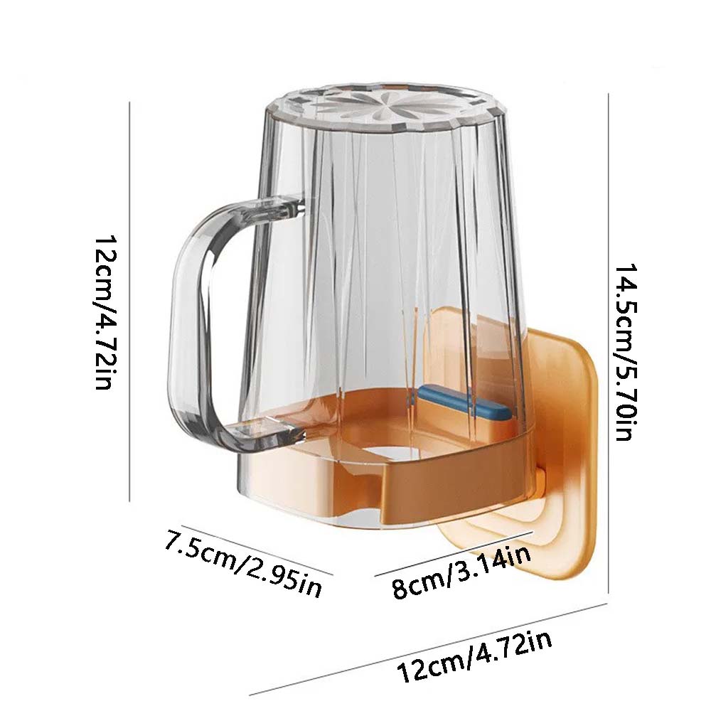 

1 шт. Пластиковый держатель для зубных щеток без сверления, включает стакан для полоскания рта, настенный держатель для полоскания рта для использования в ванной комнате оранжевый