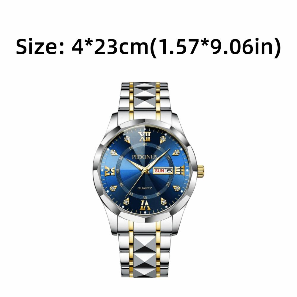 Steel Strap Double Calendar Waterproof Waterproof Casual Round Dial  Daily Use