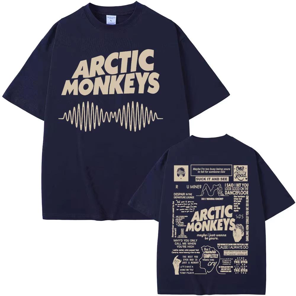 XIXI Fashion Retro Arctic Monkeys Album Tour Grafische T-shirts met dubbele opdruk Heren Dames Hip Hop Punk Rock T-shirt Casual Katoen Oversized T-shirt 2XL