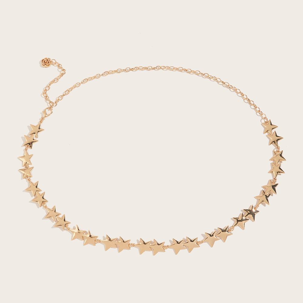 

Универсальный пояс-цепочка с пентаграммой, регулируемая металлическая цепочка на талию со звездой, женское декоративное украшение для тела золотой