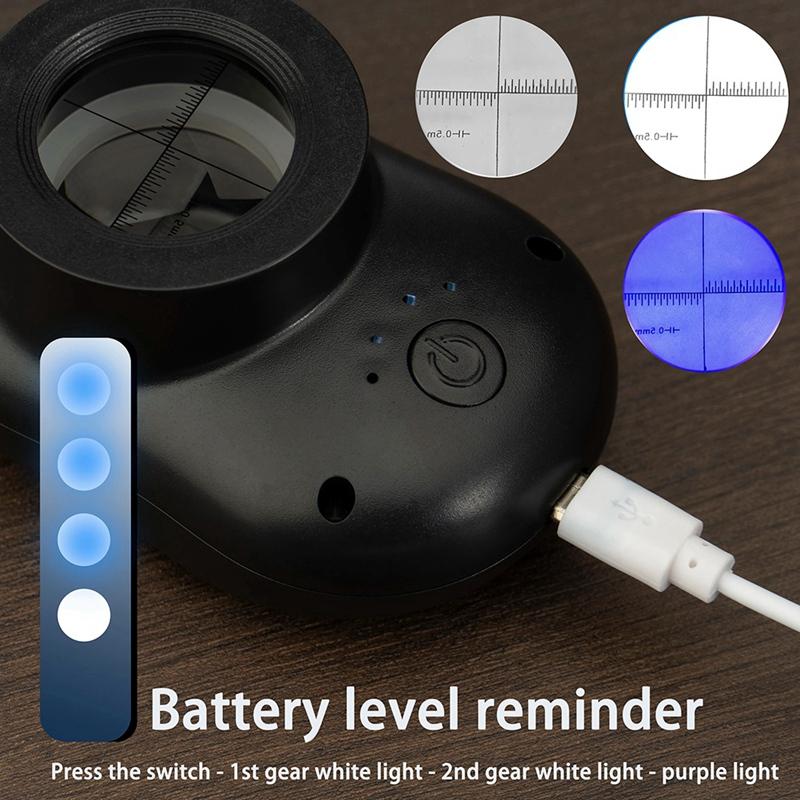 ABNO-40X Double Glass Lens Magnifier With Bright LED Lights(3 Modes), Handheld Jewelers Magnifying Glass For Coins Stamps