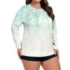 Women's Printed Large Size Long Sleeve Swimsuit Sun  Jacket Quick Dry Hiking Top