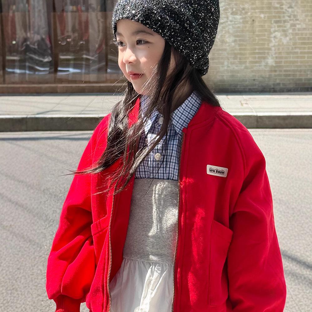 

Детская осенняя толстовка на молнии в корейском стиле с принтом букв 90cm красный