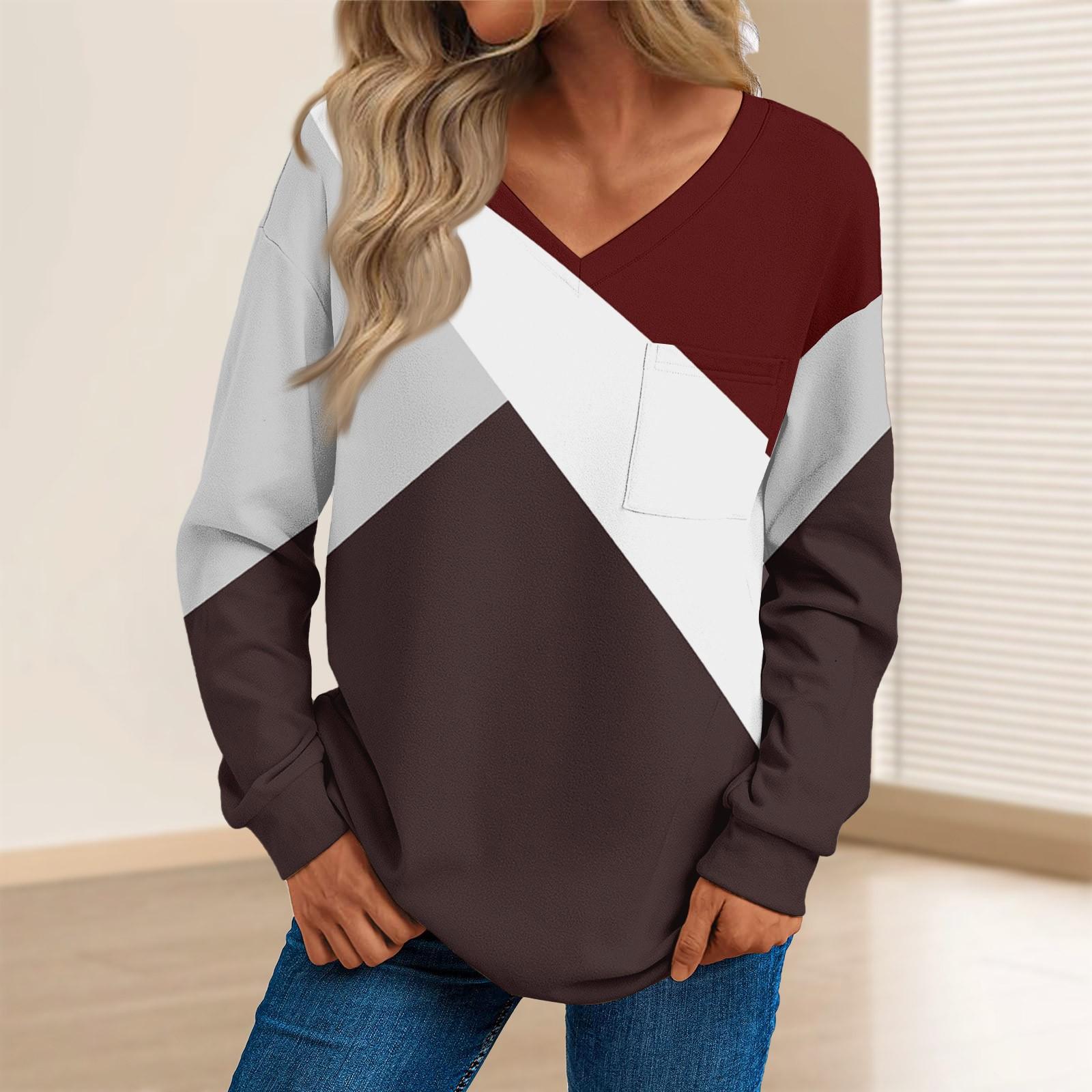 Женская мода повседневный свитер с длинным рукавом и принтом V-образным вырезом L — фото 4