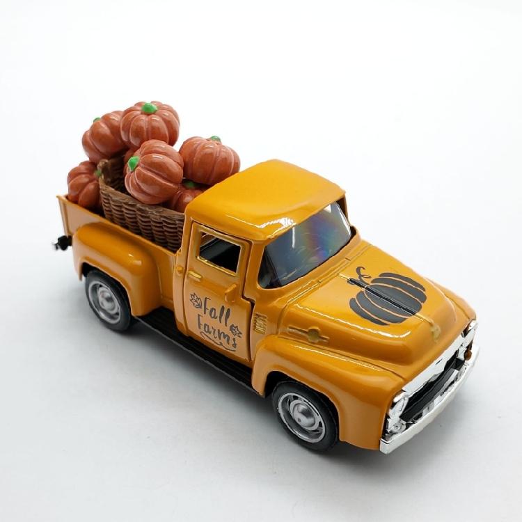 Fall Tiered Tray Decors Metal Truck with Fake Pumpkins Farmhouse Tiered Tray Decors for Thanksgiving Party Home Kitchens