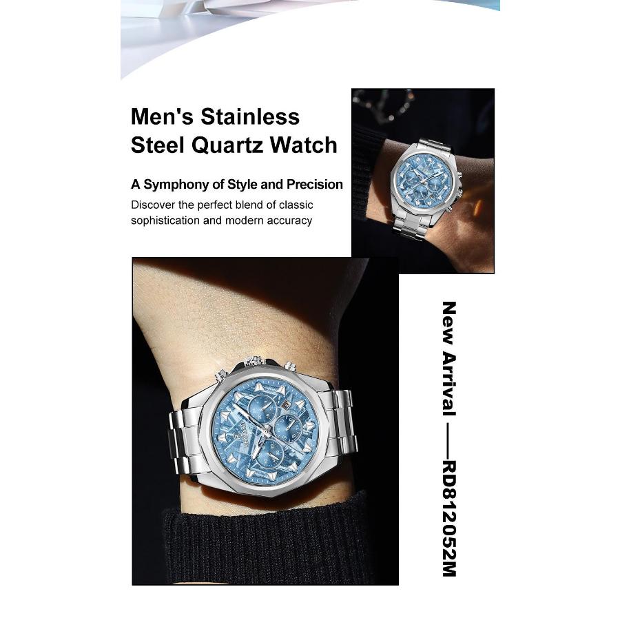 Watches for Men Stainless Steel Fashion Business Chronograph Watch Luminous Waterproof Luxury Men's Wrist Watch