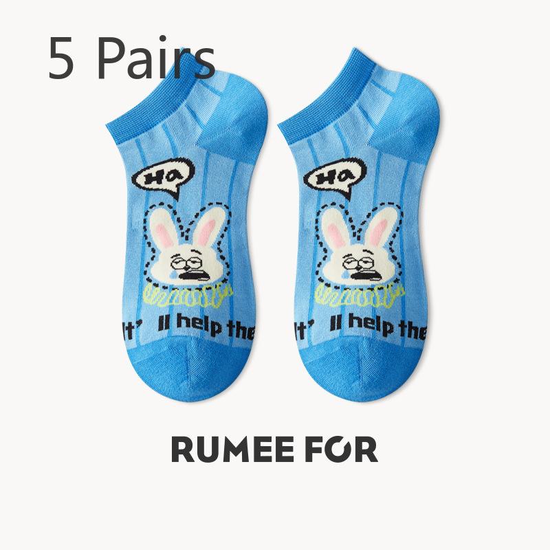 5 Pairs of Women's New Summer Thin Non Slip Breathable Shallow Mouth Invisible Short Boat Socks