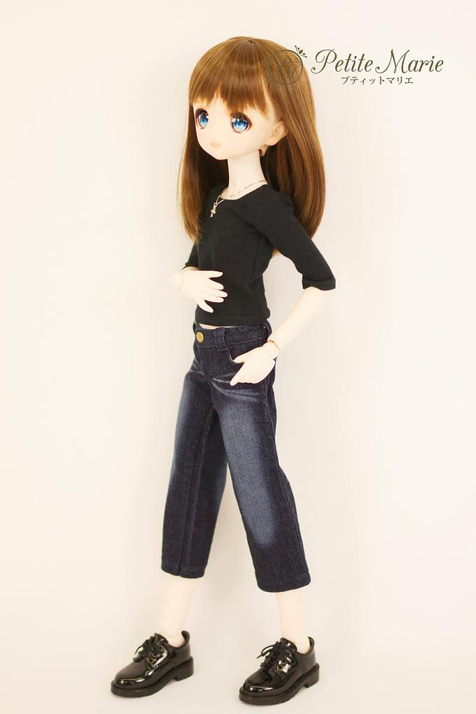 Petite Marie Scale BJD Compatible Wide Jeans in Indigo Jeans with Wide Stretch Fits 40cm BJD 1/3 Okayama-Processed 8-Length Blue. KOJIMA-Processed