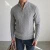 STREETRICH New Men's Cable Knit Half Zip Sweater Casual Stand Collar Knitted Pullover Warm Winter Cardigan Jacket Outerwear Coat for Men