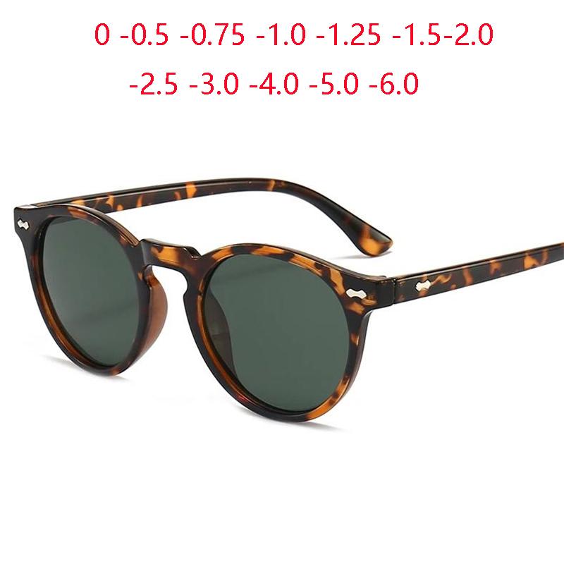 -0.5 -0.75 To -6 Leopard Frame Oval Polarized Myopia Sunglasses Men Women Drak Green Lens Minus Degree Prescription Sun Glasses