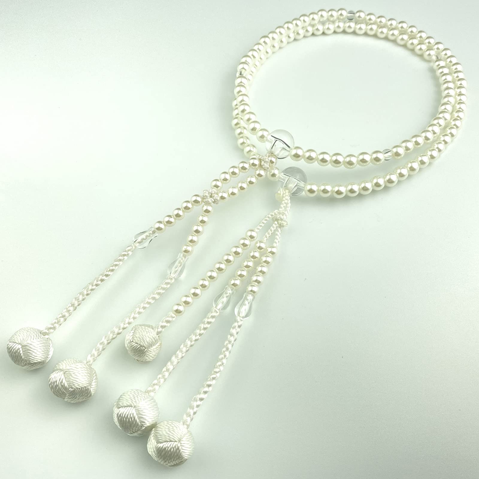 Myorenka Soka Gakkai Prayer SGI Prayer and Medium PC Acrylic White Ball Tassel Beads, Beads, Men s Women s, Size, Pearl, Crystal,
