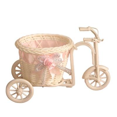 Rattan Blume Fahrrad Hausgarten Korb Dreirad Modell Vase Hochzeit Party Dekor für Hausgarten Schlafzimmer