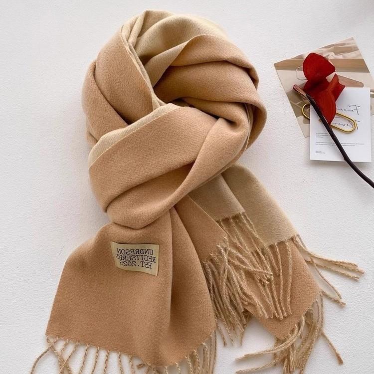 Super Soft Waxy Cashmere Scarf for Women in Winter High End  Korean Version  Versatile Camel Color  Double sided Solid Color  Warm Scarf for Mother