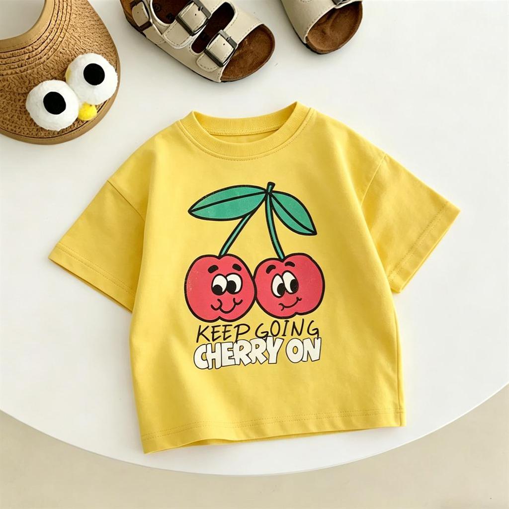 2026 Summer Childrens Cute Tshirt Fruit Print Fashion Cute Tshirt Top